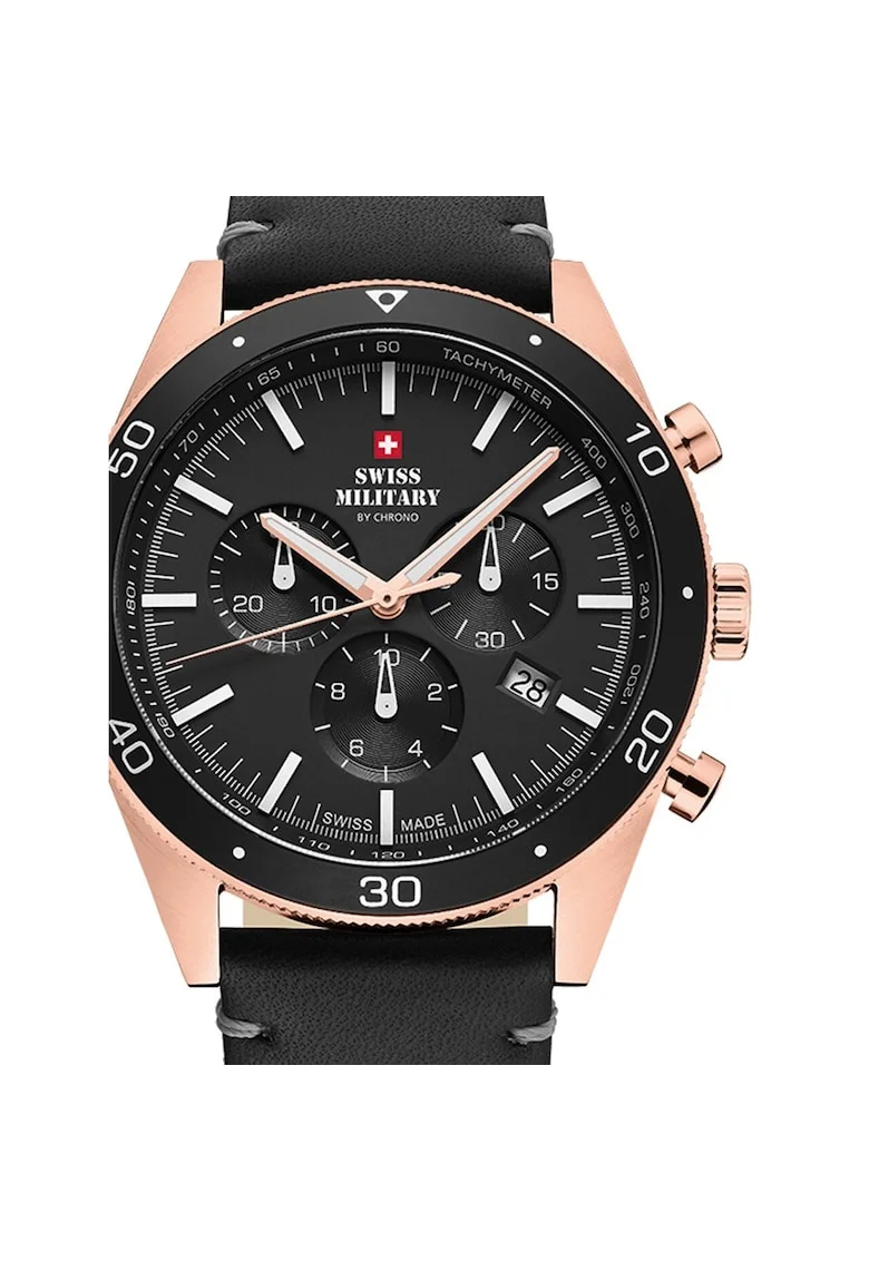 Ceas barbatesc Swiss Military SM34079.07 Cronograf 43mm, 10ATM, Auriu