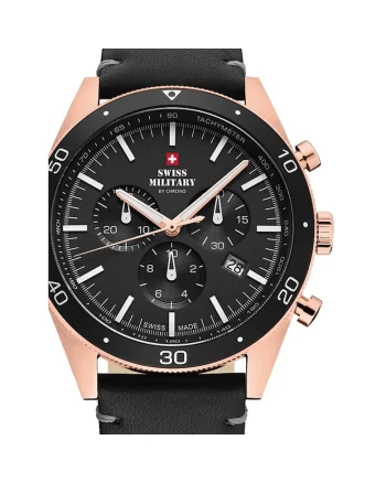 Ceas barbatesc Swiss Military SM34079.07 Cronograf 43mm, 10ATM, Auriu