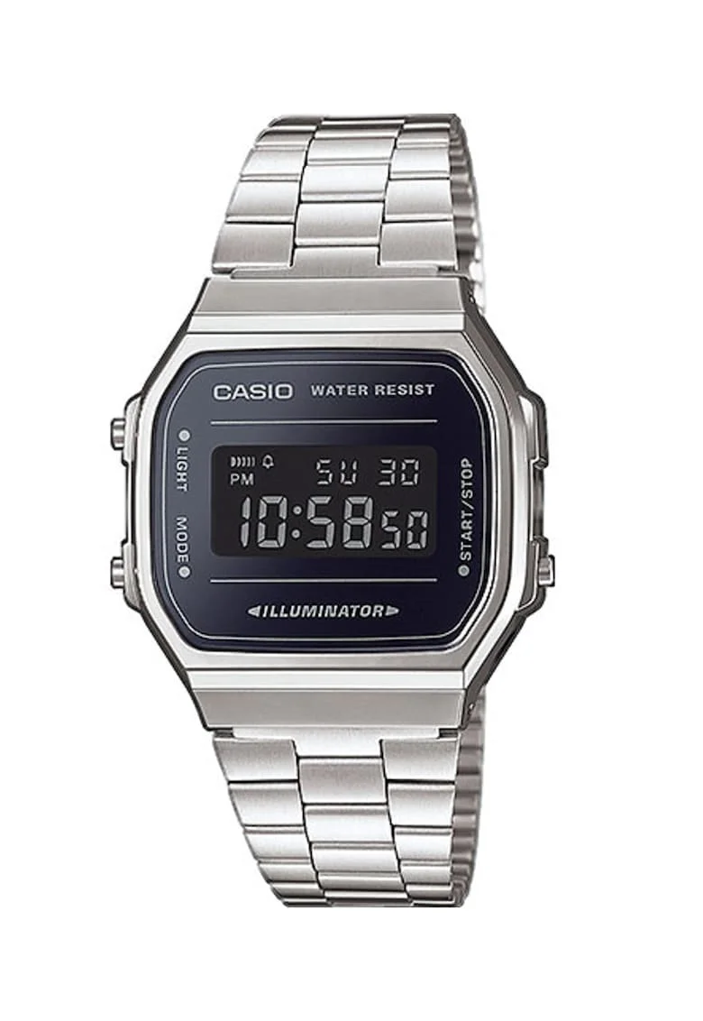 Ceas digital unisex, Argintiu/Negru