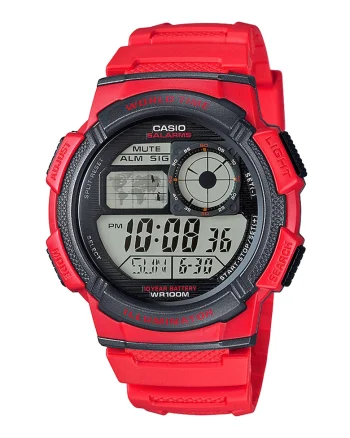 Ceas cronograf cu display digital, Rosu