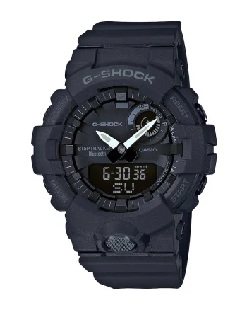 Ceas cronograf cu functie de monitorizare a pasilor G-Shock, Negru