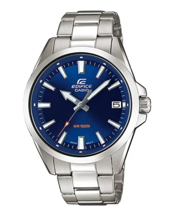 Ceas analog quartz din otel inoxidabil, Argintiu/Albastru