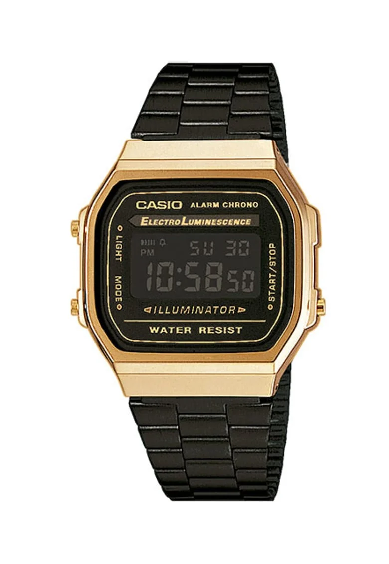Ceas digital unisex, Negru/Auriu