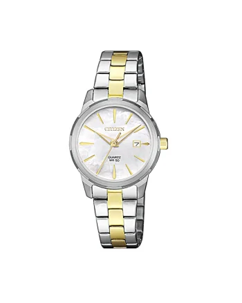 Ceas analog cu cadran Mother of Pearl, Argintiu/Auriu