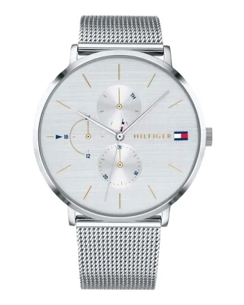 Ceas quartz cu bratara cu model plasa, Argintiu