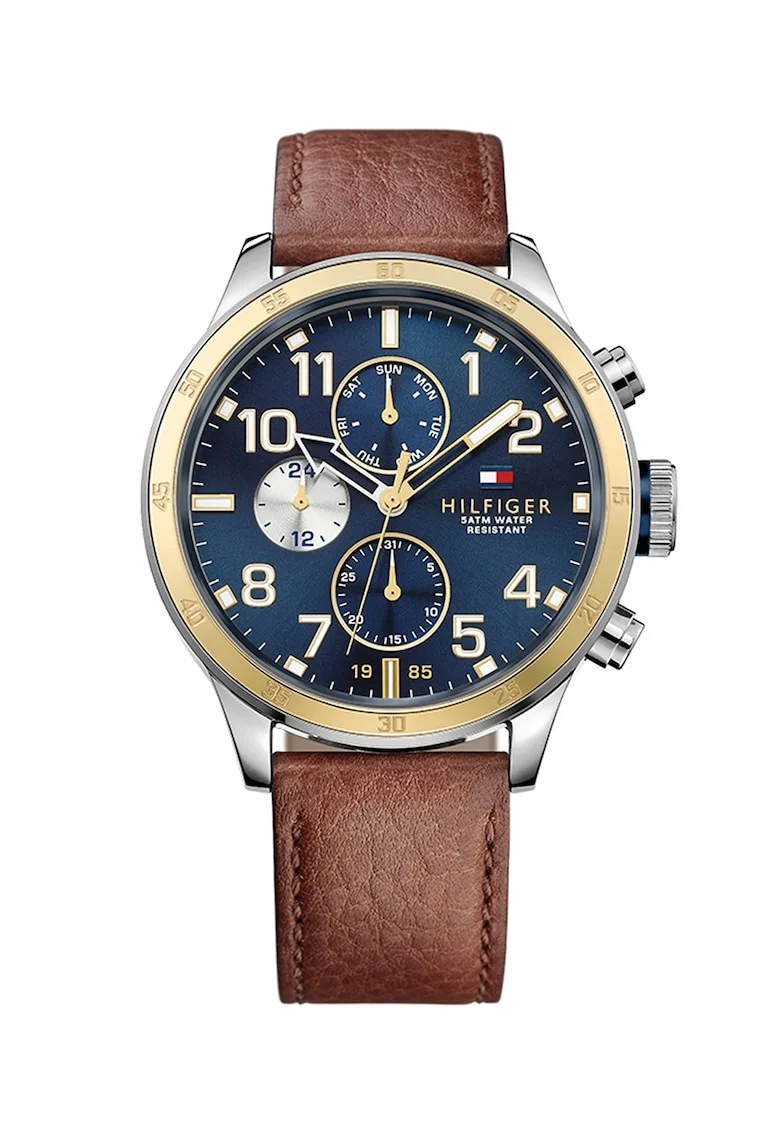 Ceas quartz cu o curea de piele, Maro
