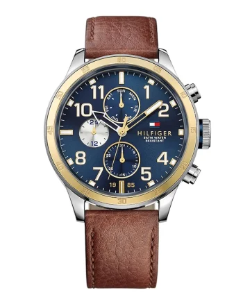 Ceas quartz cu o curea de piele, Maro