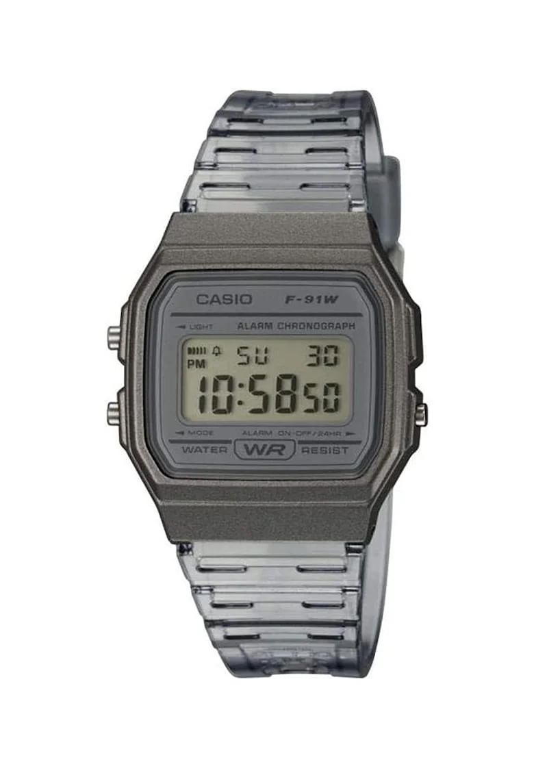 Ceas digital unisex cu functie alarma, Transparent/Gri