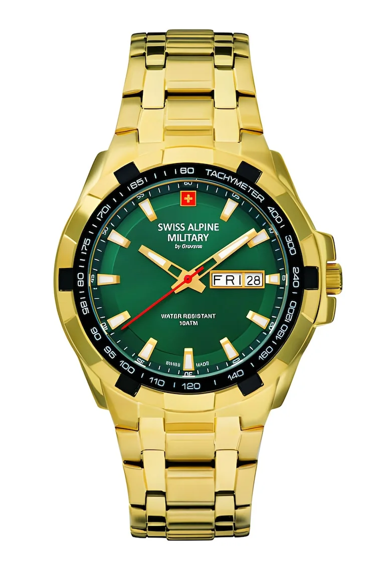 Ceas analog cu bratara metalica, Auriu