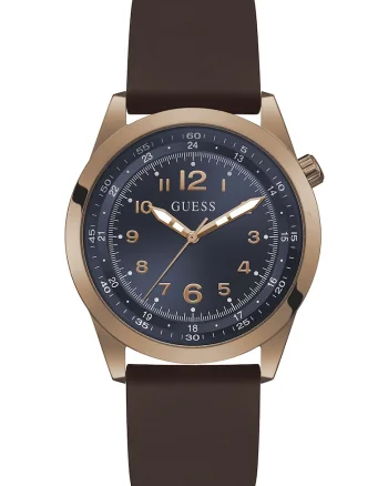 Ceas cu o curea din silicon, 54687, Maro inchis/Maro bronz