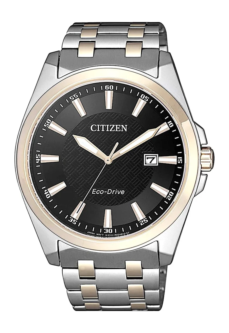 Ceas rotund Eco-Drive din otel inoxidabil, Argintiu