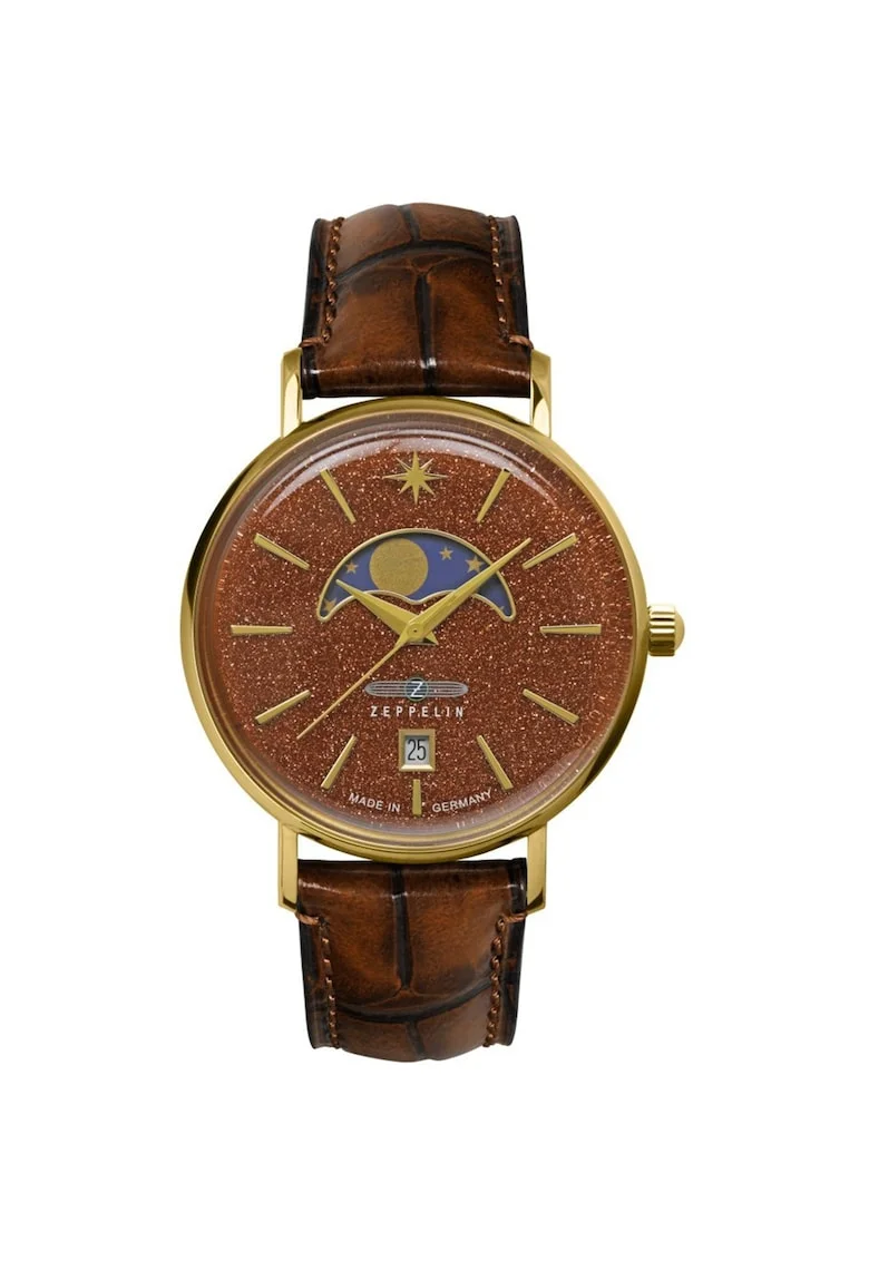 Ceas dama  model Luna, piele ecologica, 36mm, 5 ATM, maro