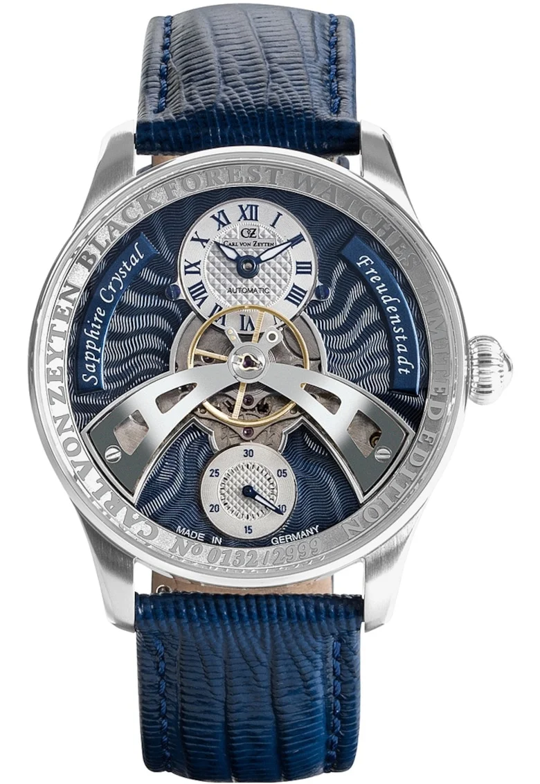 Ceas barbatesc  Freudenstadt, automat, piele albastra, 42mm, 5 ATM