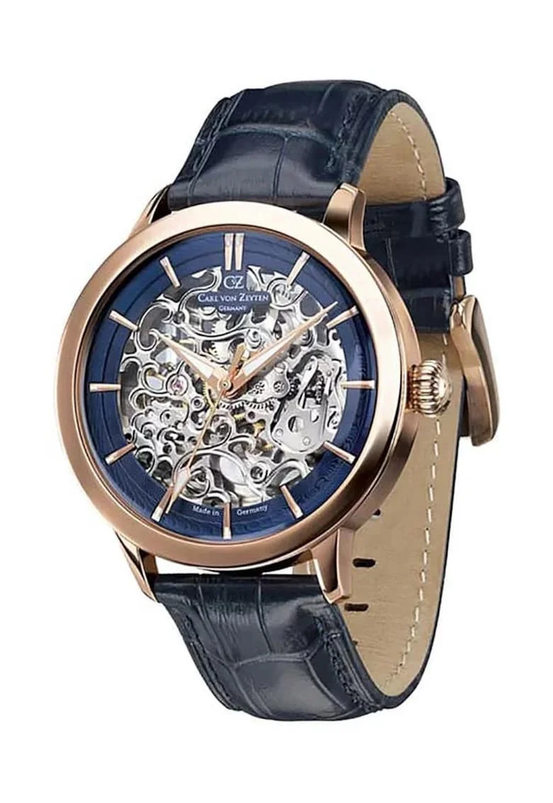 Ceas  Triberg Skeleton Automatic, Editie Limitata, Inox, Bleumarin/Auriu