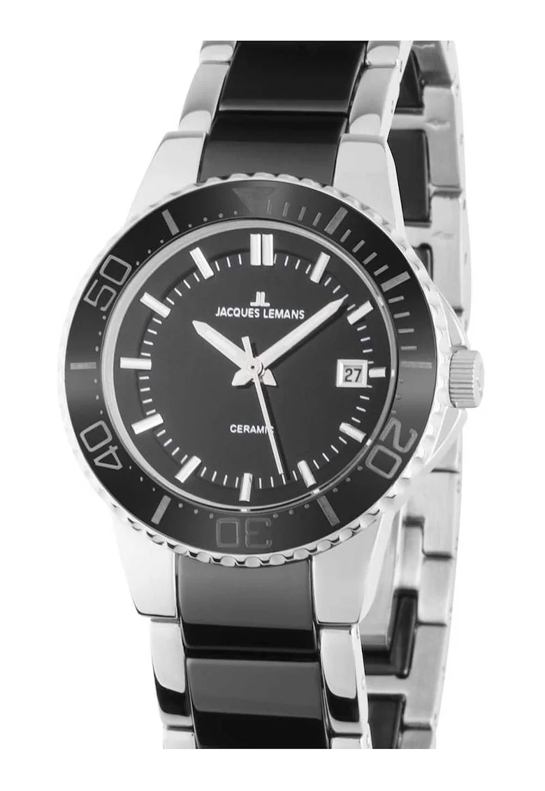 Ceas dama  Colmar ceramic, negru/argintiu, 31mm, 10 ATM