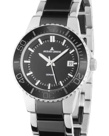 Ceas dama  Colmar ceramic, negru/argintiu, 31mm, 10 ATM