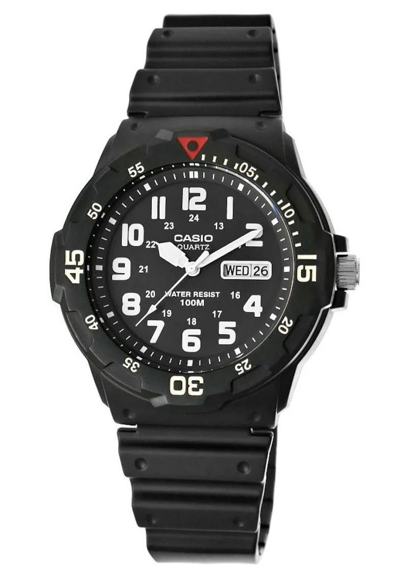 Ceas barbatesc  MRW-200H-1BVEG, analog, data, rezistent la apa, negru, 42mm