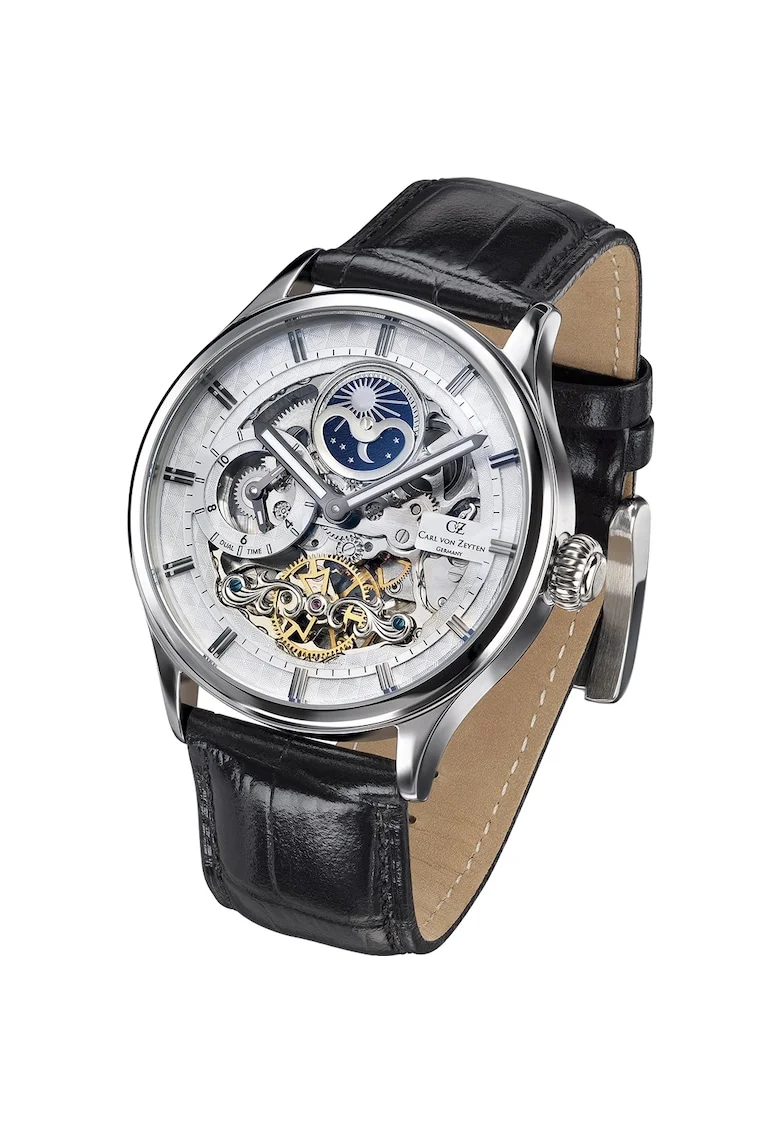 Ceas  model Neustadt, 46mm, piele neagra, rezistenta la apa 3 ATM