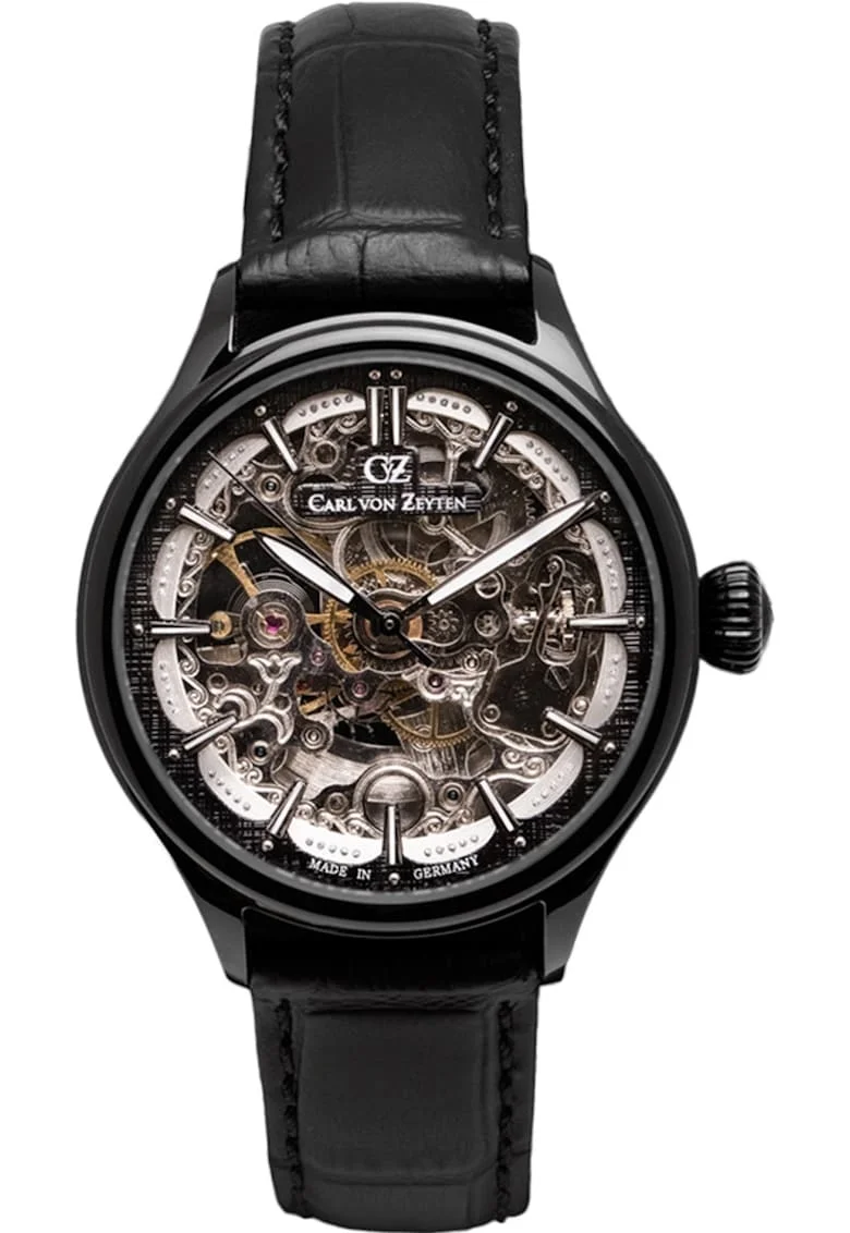 Ceas barbatesc  automat, curea piele neagra, 38mm, rezistent la apa 3 ATM