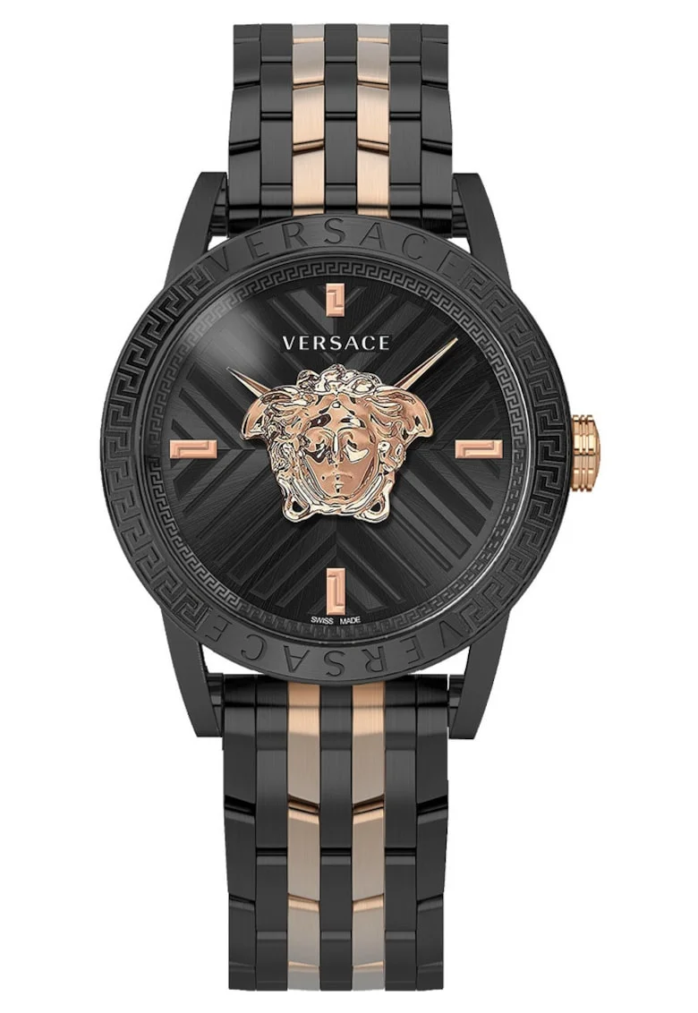 Ceas dama  bratara metal, negru/roz-auriu