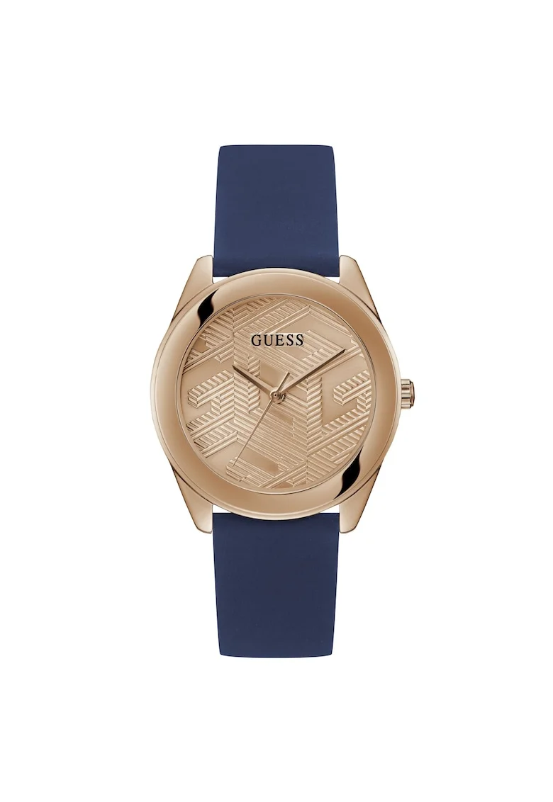 Ceas de mana  Cubed, Quartz, cadran Rose Gold, curea Silicon albastra, 40mm