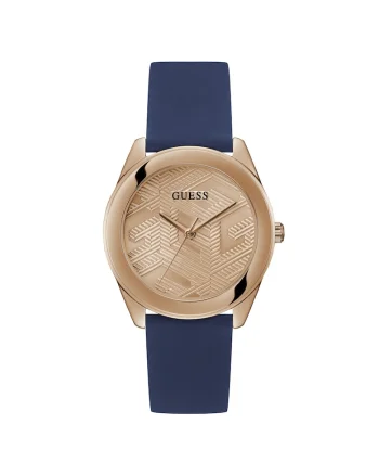 Ceas de mana  Cubed, Quartz, cadran Rose Gold, curea Silicon albastra, 40mm