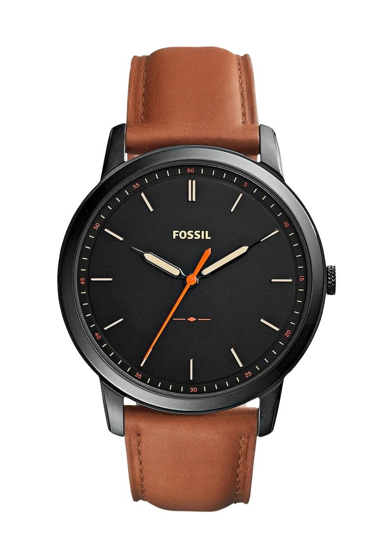 Ceas negru cu maro coniac The Minimalist