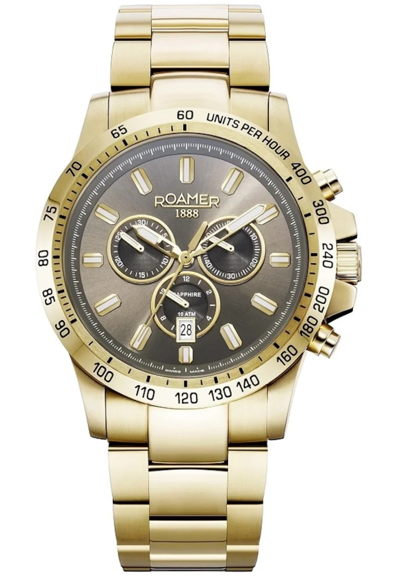 Ceas barbatesc,  10 ATM, 45mm, bratara metalica aurie