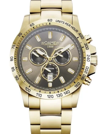 Ceas barbatesc,  10 ATM, 45mm, bratara metalica aurie