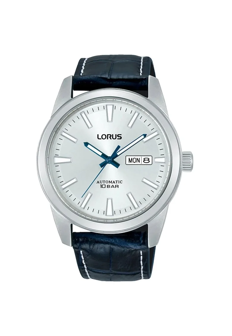 Ceas  Classic RL499BX9, automat, alb, curea piele albastra, 42mm, rezistent la apa 100m