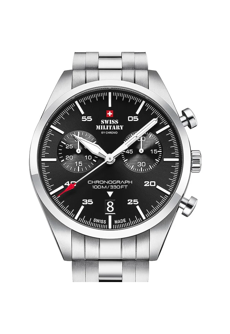 Ceas barbatesc Swiss Military Quartz, 43mm, 10ATMsdzxf, Negru