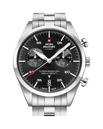 Ceas barbatesc Swiss Military Quartz, 43mm, 10ATMsdzxf, Negru