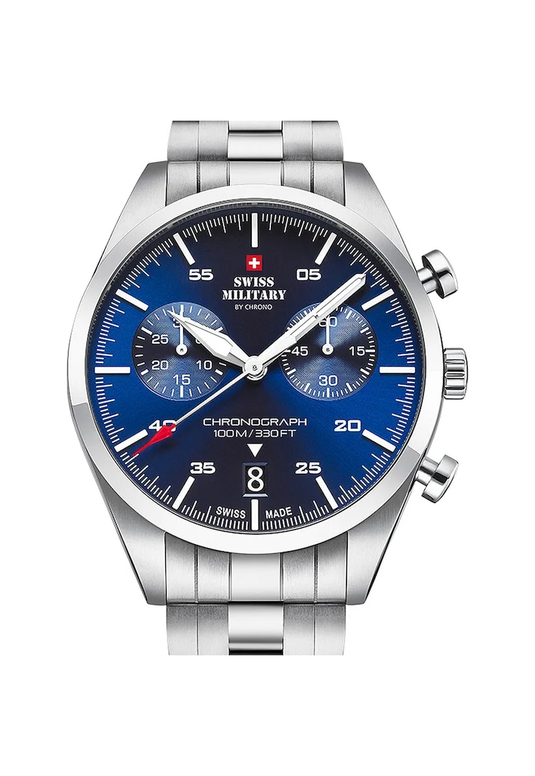 Ceas barbatesc Swiss Military Quartz, 43mm, 10ATMsdzxf, Albastru