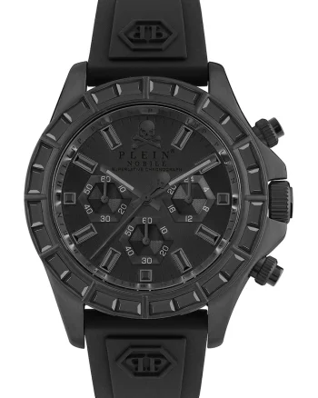 Ceas cronograf unisex cu o curea de silicon, Negru