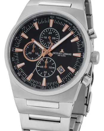 Ceas  Manchester, 43mm, 10ATM, Argintiu, Negru