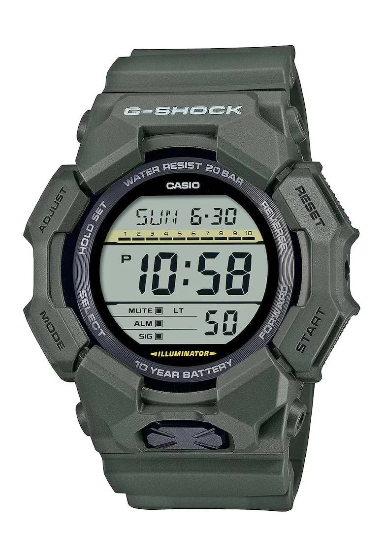 Ceas digital din rasina G-Shock, Verde maslina