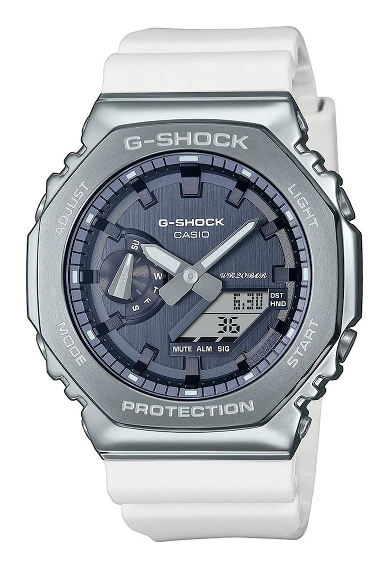 Ceas analog si digital cu functii multiple G-Shock, Argintiu/Alb/Gri carbune
