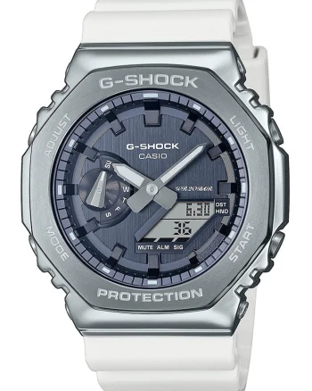 Ceas analog si digital cu functii multiple G-Shock, Argintiu/Alb/Gri carbune