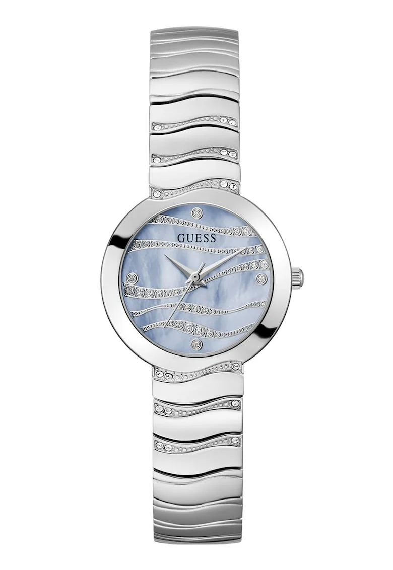 Ceas quartz analog cu cristale, Argintiu