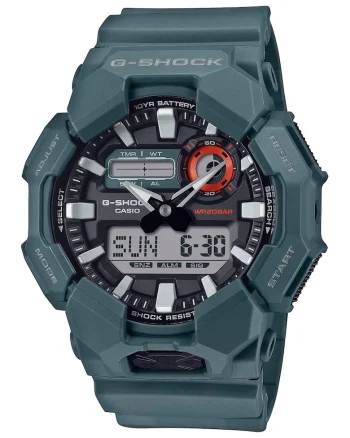 Ceas analog-digital cu functii multiple, Argintiu/Verde pal