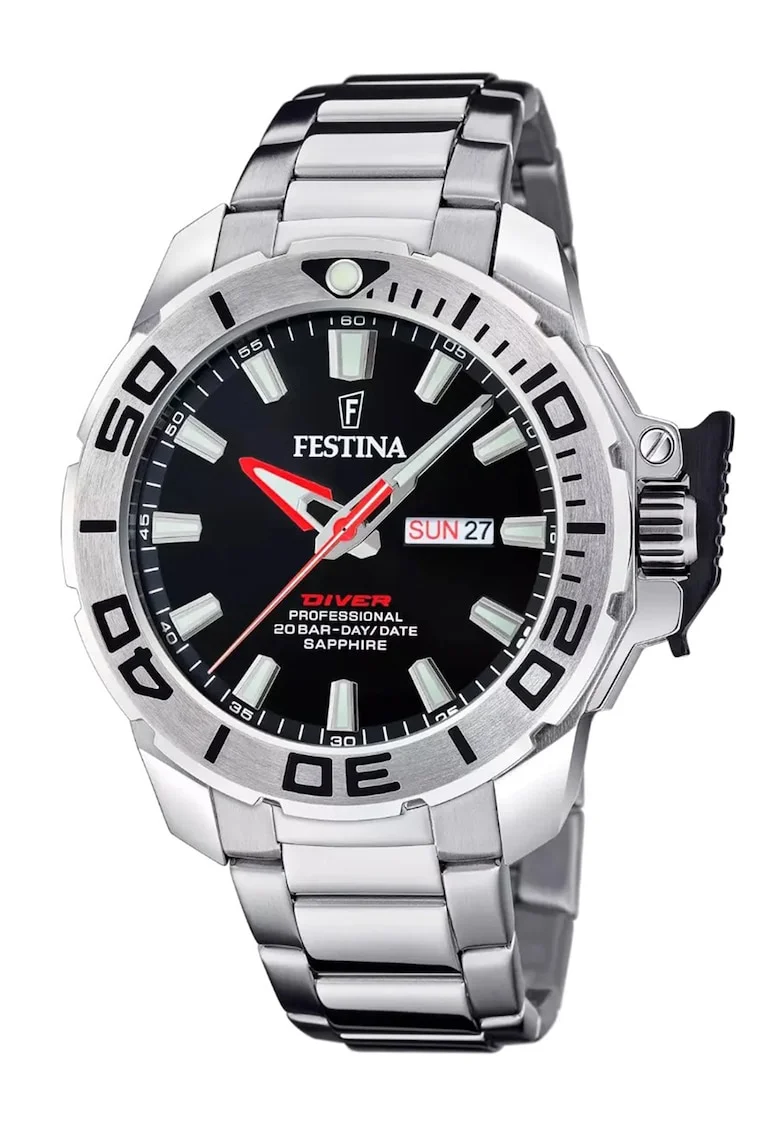 Ceas cu geam din safir Diver, Argintiu