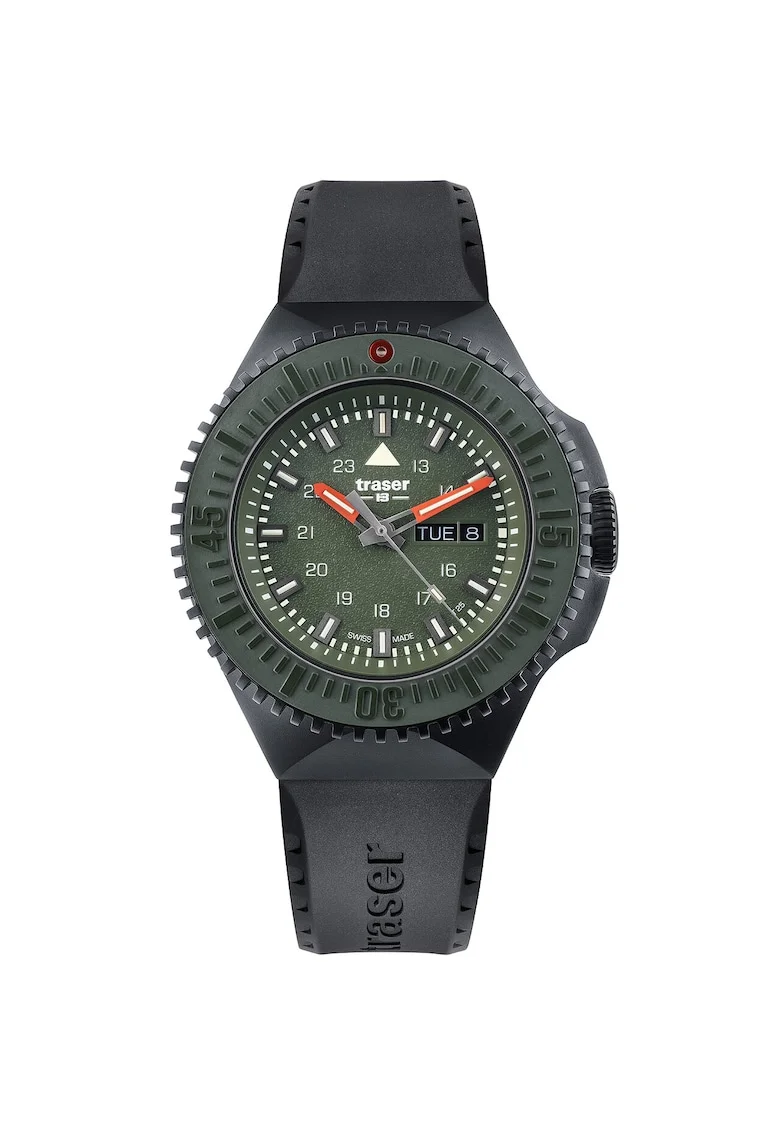 Ceas barbatesc  Quartz, 46mm, 20ATM, Negru, Verde