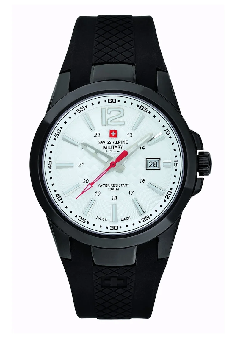 Ceas Swiss Made cu o curea de silicon, Negru