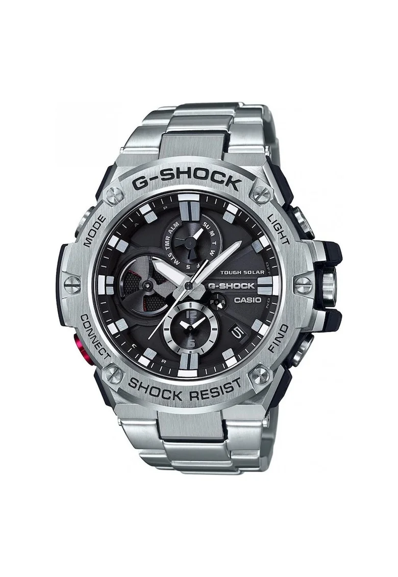 Ceas barbaresc  G-Steel GSTB100D1A, argintiu, 49mm, cu Bluetooth, solar, rezistent la apa 200m