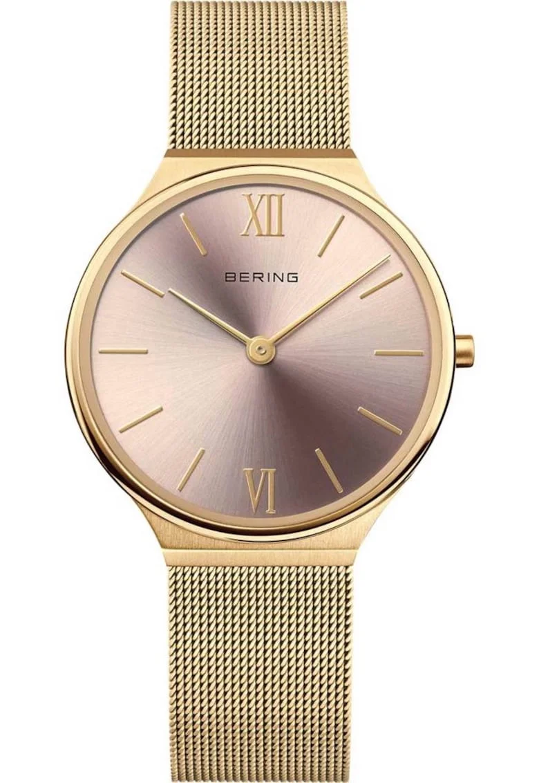 Ceas dama  Ultra-Slim, 34mm, bratara metalica aurie, 3 ATM