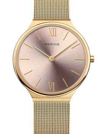 Ceas dama  Ultra-Slim, 34mm, bratara metalica aurie, 3 ATM
