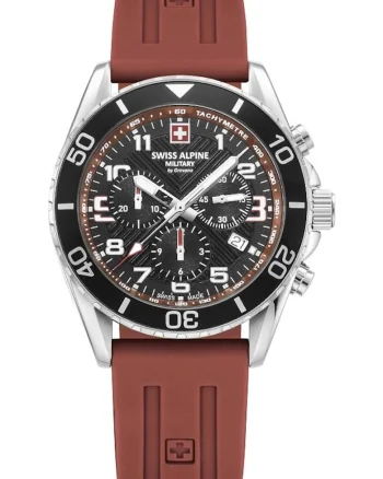 Ceas barbatesc Swiss Alpine Military Raptor, cronograf, curea din cauciuc, 42mm, 10 ATM