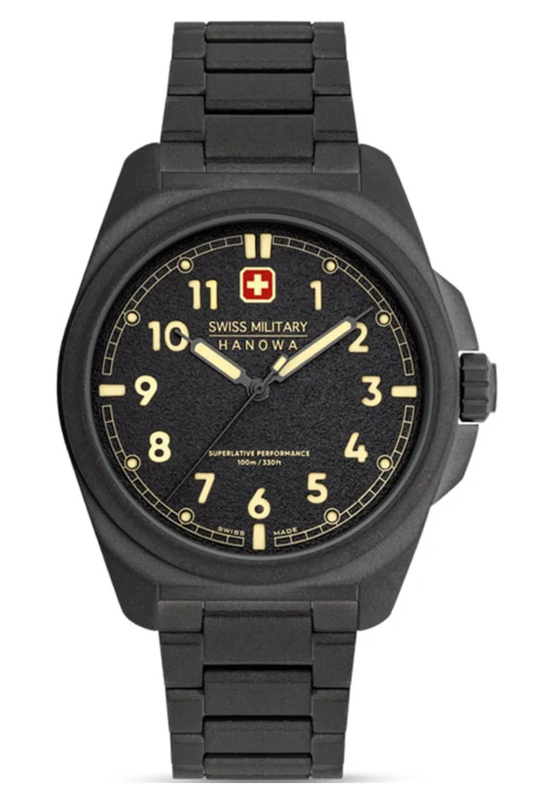 Ceas barbati  Fieldmaster, 30m rezistent la apa, curea din piele, negru