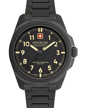 Ceas barbati  Fieldmaster, 30m rezistent la apa, curea din piele, negru