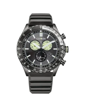 Ceas barbatesc  AT2565-05E Eco-Drive, negru, 11mm, cu cronograf si curea din piele